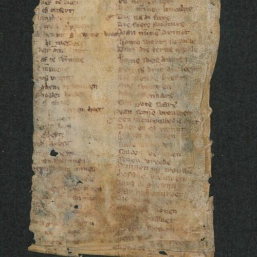 ‘Recto’-zijde van fragment A van spreukstrofenrol Ruusbroecgenootschap 413/1.