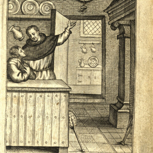 De tweede druk, Antwerpen,1665. Die tweede editie vangt aan met een intagliodruk, waarop Croon is afgebeeld terwijl hij zijn discipel Hypomagire op de icoon van Maria boven de deur wijst.