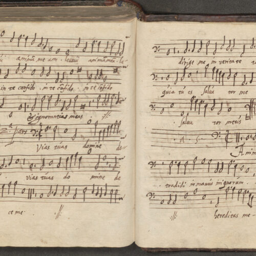 Handgeschreven compositie Iam non dicam vos seruos en rechts onderaan de naam “Orlando”.