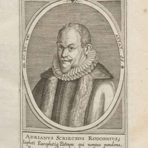 Portret van de auteur in: Adriaen van Sc(h)rieck, Van t’beghin der eerster volcken van Europen (Ieper: François Bellet, 1614).