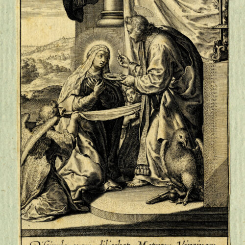Antonius Wierix III, De maagd Maria ontvangt de heilige communie van Johannes de Evangelist, Ruusbroecgenootschap, Mariale devotieprenten, I.9.1.